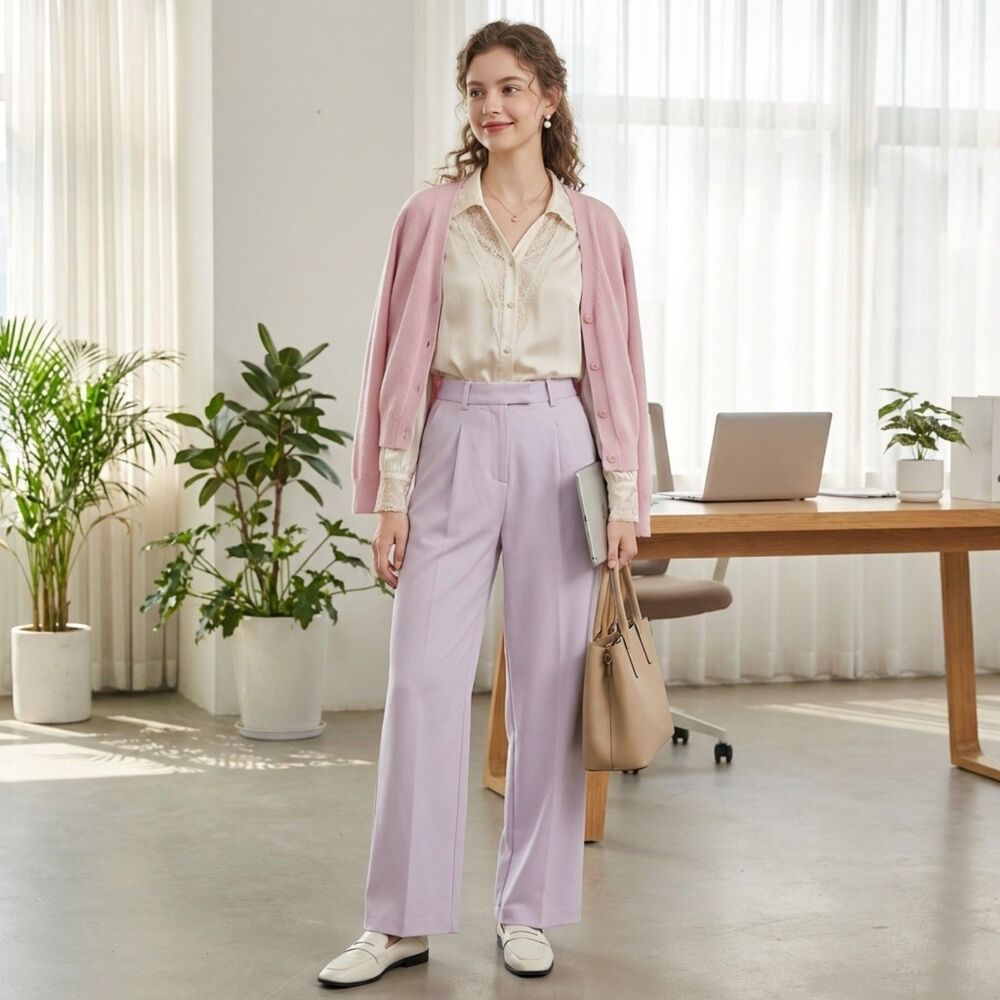 Wild Fable Lavender Pleated High Rise Wide Leg Trouser Women 0 Spring